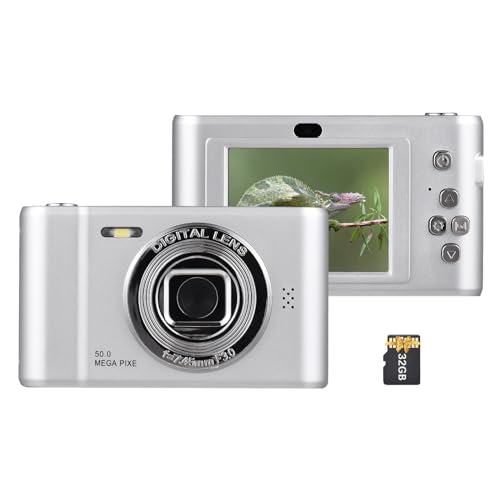 Andoer Digitalkamera 1080P, 50MP Fotokamera Fotoapparat, Kompaktkamera 8X Digitalzoom Vlogging Kamera mit 32 GB TF-Karte, Tragbare Digital Kamera für Kinder Teenager Senioren Anfänger von Andoer