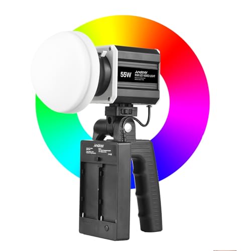 Andoer Handheld-RGB-Videoleuchte, 55 W, COB-Fotografie-Fülllicht, 2800 K – 6800 K, dimmbarer LCD-Bildschirm, 9 FX-Szeneneffekte mit Fernbedienung für Live-Streaming, Heimstudio Andoer Handheld-RGB-Videoleuchte, 55 W, COB-Fotografie-Fülllicht, 2800 K – 6800 K, dimmbarer LCD-Bildschirm, 9 FX-Szeneneffekte mit Fernbedienung für Live-Streaming, Heimstudio von Andoer