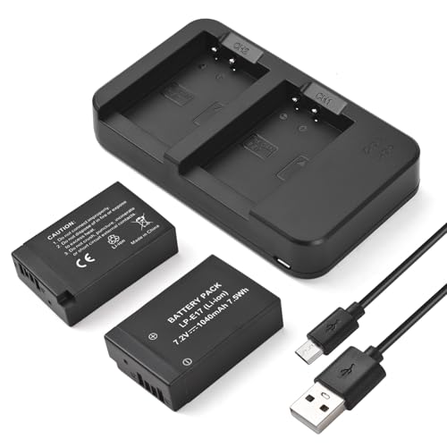 Andoer Kamera LP-E17 Akku- und Ladegerät-Set mit 2-Schlitz-Akkuladegerät + 2 Stück LP-E17 Akkus 7,2 V 1040 mAh + USB-Ladekabel für Canon EOS Rebel SL2/SL3/T6i/T6s/T7i/M5/M3/M6/M6 mark2/77D/200D/250D Andoer Kamera LP-E17 Akku- und Ladegerät-Set mit 2-Schlitz-Akkuladegerät + 2 Stück LP-E17 Akkus 7,2 V 1040 mAh + USB-Ladekabel für Canon EOS Rebel SL2/SL3/T6i/T6s/T7i/M5/M3/M6/M6 mark2/77D/200D/250D von Andoer