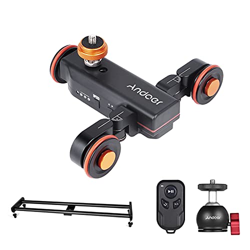Andoer Kamera Video Dolly Slider Kit mit 3-Rad Auto Dolly Car 3-Fach verstellbar + 60 cm Schienenkamera Slider + Flexibler Kugelkopfadapter mit drahtloser Fernbedienung für DSLR-Kamera-Camcorder Andoer Kamera Video Dolly Slider Kit mit 3-Rad Auto Dolly Car 3-Fach verstellbar + 60 cm Schienenkamera Slider + Flexibler Kugelkopfadapter mit drahtloser Fernbedienung für DSLR-Kamera-Camcorder von Andoer