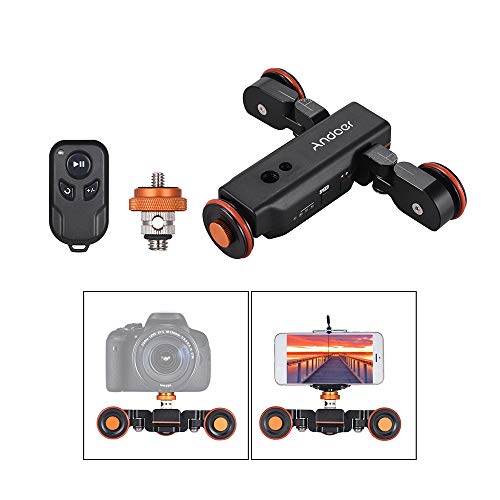 Andoer Kamerawagen L4 PRO Video Kamera Slider Dolly Automatische mit Drahtlose Fernbedienung,1800mAh Akku 3 Geschwindigkeit einstellbar Mini Slider Skater für Canon Nikon DSLR-Kamera iOS Android von Andoer