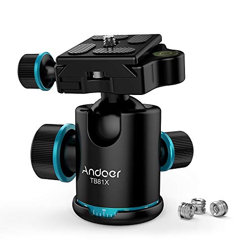 Andoer Kugelkopf Stativkopf 360 Grad Drehbar Panorama-Kugelkopf für Stativ Einbeinstativ Slider DSLR-Kamera mit 3pcs Schraube Adapter von Andoer