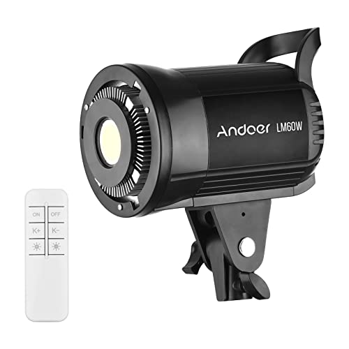 Andoer LM60W LED-Videolicht, 60W 5600K dimmbar Studio Dauerlicht mit Bowens-Halterung und Fernbedienung für Produktporträts, Hochzeitsfotografie, Live-Streaming-Videoaufzeichnung von Andoer