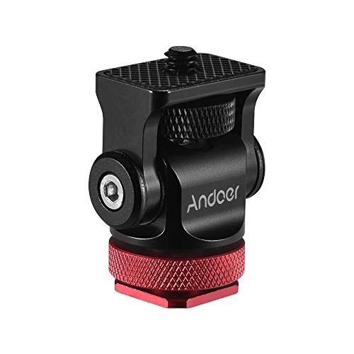 Andoer Mini Stativkopf Kugelkopf, 180° Drehbar Ball Head mit 1/4 Blitzschuhadapter für DSLR Kamera Mikrofon LED Video Licht Monitor Stativ Einbeinstativ, rot von Andoer