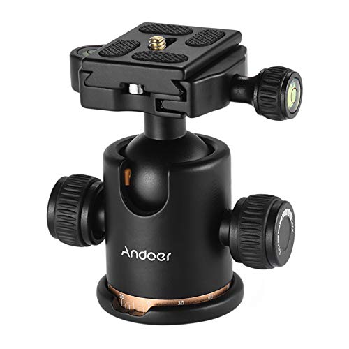 Andoer Mini Stativkopf Kugelkopf, Kamera Stativ Stativköpfe mit Schnellwechselplatte 1/4 zoll Schraube, Mini Tripod Ball Head für Stativ, Schieber, DSLR-Kamera von Andoer