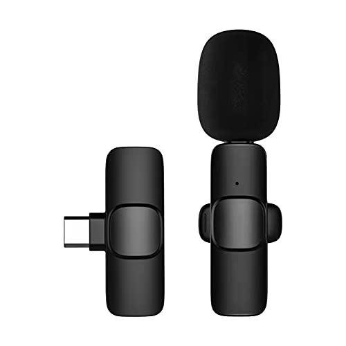 Andoer Mini Wireless Lavalier Mikrofon, mnidirektionales Mikrofon Sender Empfänger Mikrofonsystem mit Windschutz Typ-C Port Ersatz für Android Smartphone Live Stream Videokonferenz von Andoer