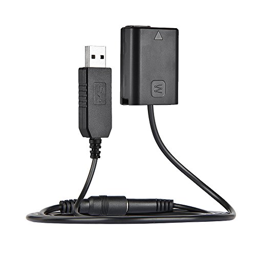 Andoer NP-FW50 Dummy Akku + DC Power Bank (5V 2A) USB Adapterkabel Ersatz für AC-PW20 für Sony NEX-3/5/6/7 Serie A33 A37 A35 A55 A7 A7R A7II A6000 A6300 von Andoer