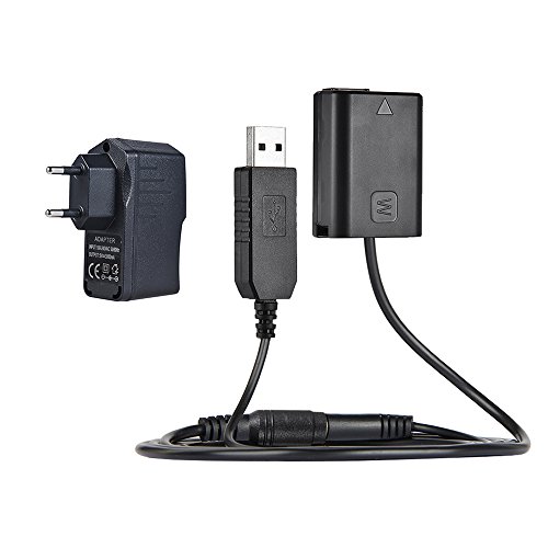 Andoer NP-FW50 Dummy Batterie + 5V 2A USB Power Adapter Kabel mit Netzstecker Ersatz für AC-PW20 für Sony NEX-3/5/6/7 Serie A33 A37 A35 A7 A7 A7II A6000 A6300 von Andoer