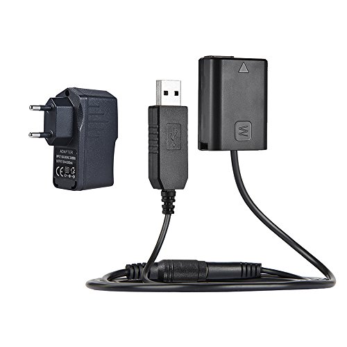 Andoer NP-FW50 Dummy Akku + 5V 2A USB Netzkabel mit Ersatz Netzstecker für AC-PW20 für Sony NEX-3/5/6/7 Series A33 A37 A35 A7 A7 A7II A6000 A6300 von Andoer