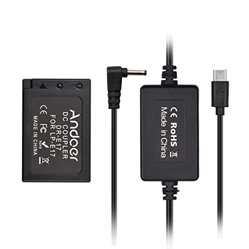 Andoer PD USB Type-C Kabel zu DR-E17 Dummy-Akku DC-Koppler LP-E17 Ersatz für Canon EOS M3 M5 M6 spiegellose Digitalkameras Andoer PD USB Type-C Kabel zu DR-E17 Dummy-Akku DC-Koppler LP-E17 Ersatz für Canon EOS M3 M5 M6 spiegellose Digitalkameras von Andoer