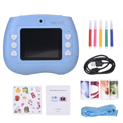 Andoer Sofortbildkamera für Kinder, Kinderkamera Sofortbildkamera mit Farbstift und 5 Rollen farbigem Sofortbildpapie, 2,4-Zoll-Bildschirm Digitalkamera Kinder für Jungen und (Blau) von Andoer