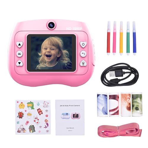 Andoer Sofortbildkamera für Kinder, Kinderkamera Sofortbildkamera mit Farbstift und 5 Rollen farbigem Sofortbildpapie, 2,4-Zoll-Bildschirm Digitalkamera Kinder für Jungen und (Rosa) von Andoer