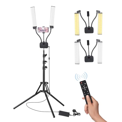 Andoer Tattoo Lampe 50W, Wimpern Lampe, Kosmetiklicht, LED Videoleuchte mit Stativ (39-200CM),Lichtstärke (10%-100%),3000-6500K, CRI 90+ für Make-up von Andoer