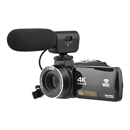 Andoer Videokamera 4K Camcorder, Vlogging Kamera für YouTube, 18X Digitalzoom, 3,0'' IPS Touchscree IR Nachtsicht Videokamera mit 2 Batterien, Fernbedienung, Tragetasche und externem Mikrofon von Andoer