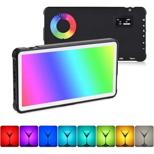 Andoer W400 RGB LED Videoleuchte mit 4000mAh Akku,24 Lichteffekten,LCD-Display und einstellbarer Farbtemperatur für Vlogs, Produktfotografie und YouTube - wiederaufladbar und dimmbar von 2500K-9000K von Andoer