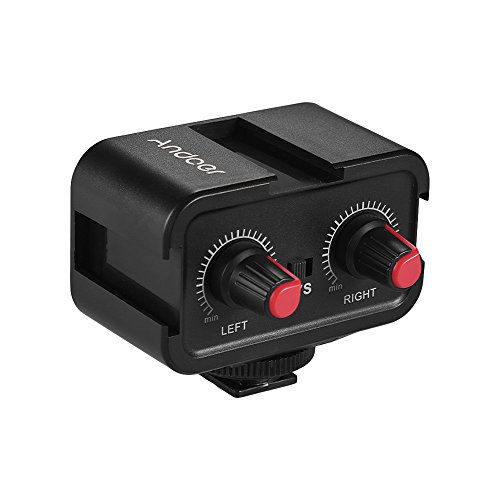 Andoer WS-Vs Dual-Channel Mikrofon Audio Mixer Adapter & Cold Shoe Mounting Hub 3,5 mm Stereo Ausgang für Canon Nikon DSLR Kamera Camcorder von Andoer