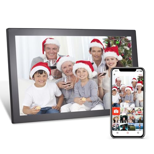 Andoer WiFi Digitaler Bilderrahmen 21,5 Zoll IPS Touchscreen, 16GB Speicher, Automatische Rotation, Teilen Sie Fotos über APP mit Ständer auf der Rückseite Perfektes Präsent für Freunde und Familie von Andoer