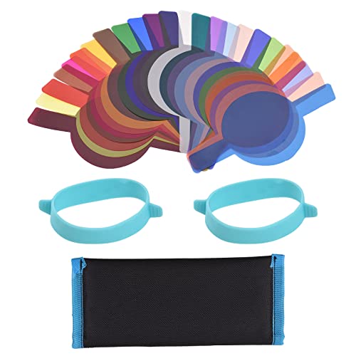 Farbfilter Set, Andoer 24 Stück Speedlite Farbfolien Blitz Gele, Farbige Farbfilm Folie Farbkorrekturfilter-Kit für Godox V1-Serie Blitzgerät H200R Blitzkopf mit Aufbewahrungstasche von Andoer