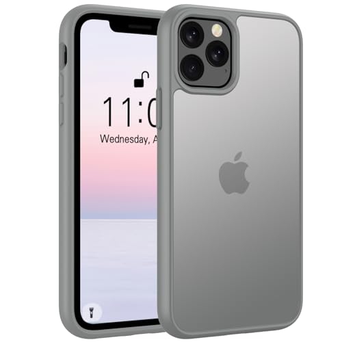 Andwing Matt für iPhone 12 Pro Max Hülle, Militärstandard FallSchutz Handyhülle für iPhone 12 Pro Max, Mattierte Durchscheinende Rückseite Schutzhülle, Anti-Fingerabdruck Kratzfest-Grau von Andwing