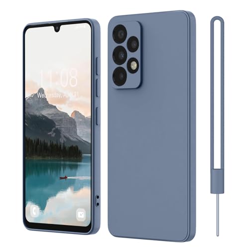 Andwing für Samsung Galaxy A33 Hülle Silikon-Schutzhülle mit Rundumschutz & Kameraschutz | Weiches Kratzfester Mikrofaser-Innenfutter | Kompatibel mit 4G/5G Modellen-Grau Blau von Andwing