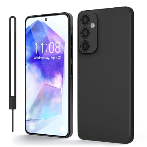 Andwing Samsung Galaxy A55 Hülle, Silicone Handyhülle Samsung Galaxy A55 4G/5G mit Weichem Kratzfestem Mikrofaserfutter, Rundumschutz Schutzhülle,Slim Case für Samsung Galaxy A55 Schwarz von Andwing