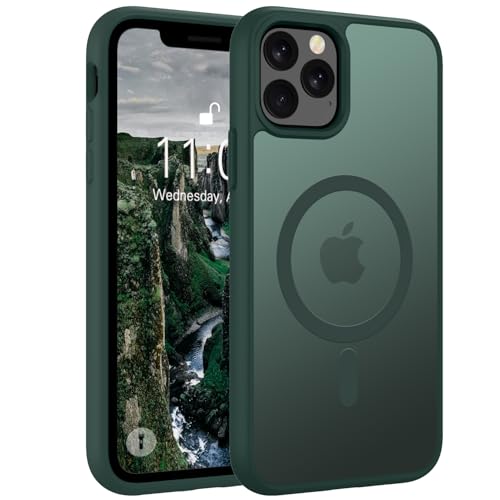Andwing für iPhone 11 Pro Hülle Magnetisch [Kompatibel mit MagSafe] Matt Anti-Fingerprint Schutzhülle – Stoßfest Militärstandard (MIL-STD-810G), Ultradünn & rutschfest für iPhone 11 Pro-Grün von Andwing