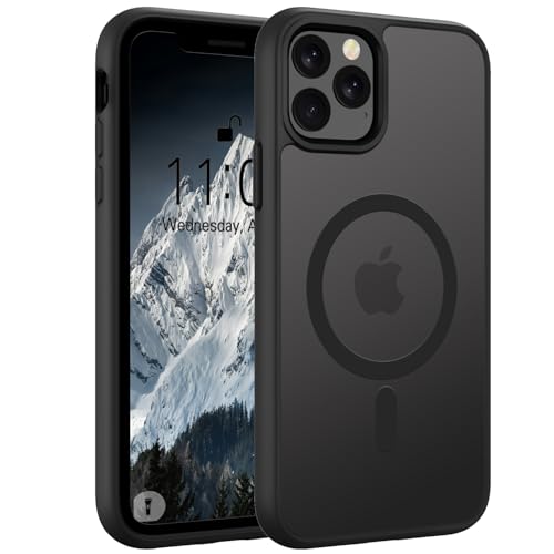 Andwing für iPhone 11 Pro Max Hülle Magnetisch [Kompatibel mit MagSafe] Matt Anti-Fingerprint Schutzhülle – Stoßfest Militärstandard (MIL-STD-810G), Ultradünn für iPhone 11 Pro Max-Schwarz von Andwing