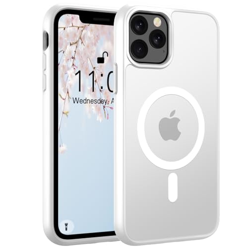 Andwing für iPhone 11 Pro Max Hülle Magnetisch [Kompatibel mit MagSafe] Matt Anti-Fingerprint Schutzhülle – Stoßfest Militärstandard (MIL-STD-810G), Ultradünn für iPhone 11 Pro Max-Matt-Transparent von Andwing