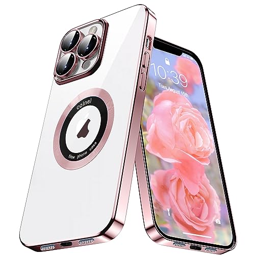 Andwing für iPhone 14 Pro Max Hülle,für MagSafe Kameraschutzhülle Galvanisierte Handyhülle iPhone 14 Pro max,Transparent Stoßfeste Dünne Schutzhülle für iPhone 14 Pro Max (6.7 Zoll) - Mädchen Rosa von Andwing