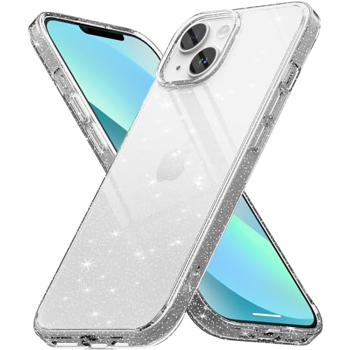 Andwing iPhone 13 Hülle Klarer Glitzer, iPhone 13 6.1" Handyhülle Vergilbungsfrei Transparent Weich TPU Cover Stoßfest Slim Durchsichtig Schutzhülle für iPhone 13 5G-Transparent Glitzer von Andwing