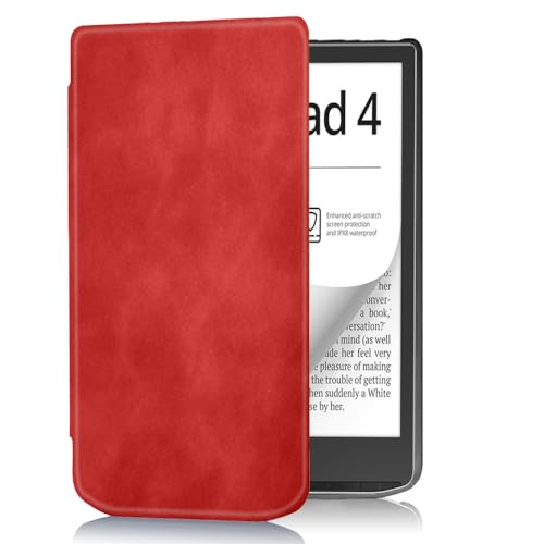 Smart-Schutzhülle, kompatibel mit Vivlio Inkpad 4, vollständige Abdeckung, ultradünn, Leder, mit klappbarer Abdeckung, robust (rot) von Andy Case1