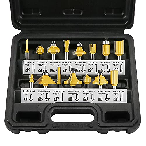Anesty 15tlg. Fräser Set für Oberfräsen, Hartmetallfräser 6,35 mm Schaft, Holz Nuten, Schnitzen, Schneiden, Kantenbearbeitung Anesty 15tlg. Fräser Set für Oberfräsen, Hartmetallfräser 6,35 mm Schaft, Holz Nuten, Schnitzen, Schneiden, Kantenbearbeitung von Anesty