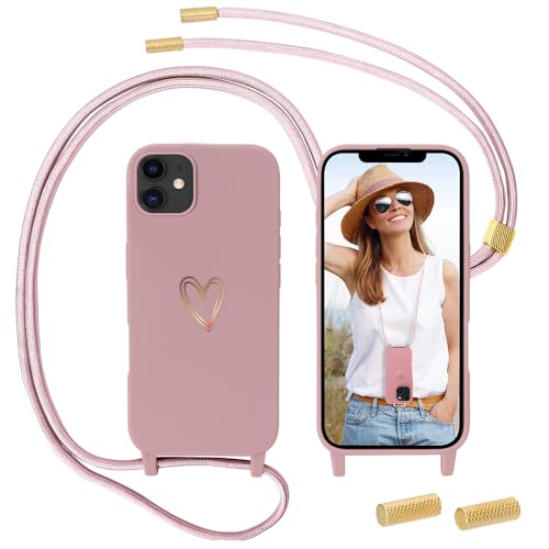 Anfire Handykette kompatibel mit iPhone 11 Hülle mit Band, MoEvn für iPhone 11 Necklace Handyhülle mit Kordel für zum Umhängen Herz Muster Silikon Case Stoßfeste Schutzhülle mit Abnehmbar Kette, Rosa Anfire Handykette kompatibel mit iPhone 11 Hülle mit Band, MoEvn für iPhone 11 Necklace Handyhülle mit Kordel für zum Umhängen Herz Muster Silikon Case Stoßfeste Schutzhülle mit Abnehmbar Kette, Rosa von Anfire