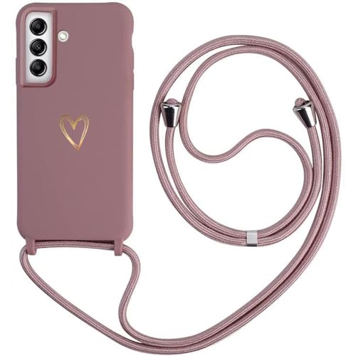 Handykette für Samsung Galaxy A54 5G Hülle mit Band, MoEvn Herz Love Design Silikon Necklace Handyhülle mit Verstellbar Abnehmbar Kordel zum Umhängen Stossfest Schutzhülle für Galaxy A54 5G, Pink von Anfire