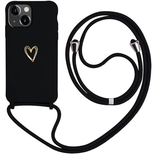 Handykette kompatibel mit iPhone 13 Hülle mit Band, MoEvn Liebesherz Muster Silikon Necklace Handyhülle mit Verstellbar Abnehmbar Kordel zum Umhängen Stossfest Schutzhülle für iPhone 13 6.1", Schwarz Handykette kompatibel mit iPhone 13 Hülle mit Band, MoEvn Liebesherz Muster Silikon Necklace Handyhülle mit Verstellbar Abnehmbar Kordel zum Umhängen Stossfest Schutzhülle für iPhone 13 6.1", Schwarz von Anfire