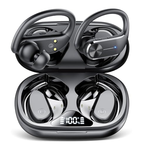 2025 Kabellose In-Ear Kopfhörer Sport– Bluetooth 5.4 mit HD-Mikrofon, 75 Std. HiFi Stereo, IP7 wasserdicht, Ohrhaken für sicheren Sitz, Ideal für Sport, Arbeit und Studium von AngLink