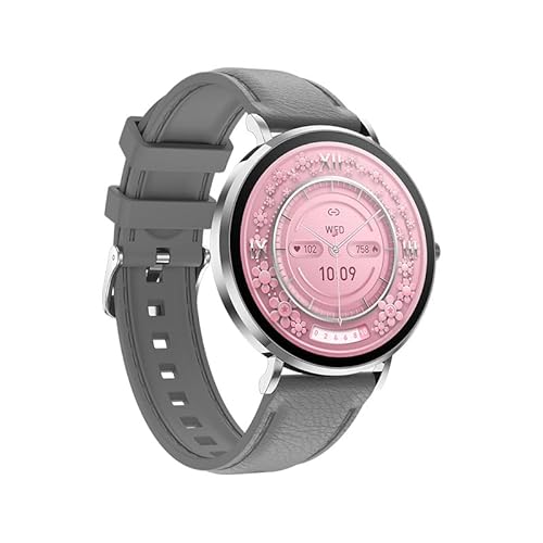 AngLink Bestelectronic Amory 5 Smartwatch Damen,mit Pulsmesser, Schrittzähler & Schlafmonitor – Elegante Fitnessuhr mit Touchscreen & Benachrichtigungen – Kompatibel mit Android & iOS (Grau) von AngLink