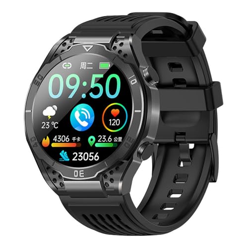 AngLink Stahl Gear stahlgear Appolo - EKG Smartwatch wasserdichte, Herzfrequenzmesser, Schrittzähler, Höhenmesser & Kompass – Fitnessuhr für Herren, kompatibel mit Android & iOS (Schwarz) von AngLink