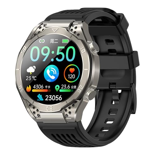AngLink Stahl Gear stahlgear Appolo - EKG Smartwatch wasserdichte Herren GPS Smartwatch mit Herzfrequenzmesser, Schrittzähler, Höhenmesser Kompass Ideal für iOS/Android (Silbrig) von AngLink