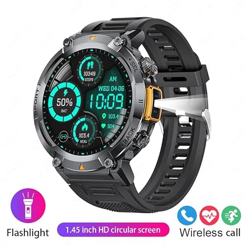 AngLink Stahl Gear stahlgear Zeus - Smartwatch für Herren Fitness-1,85" Touchscreen, wasserdichte Fitnessuhr mit Pulsmesser, Schrittzähler, Sportmodi – Kompatibel mit Android & iOS (Orange) von AngLink