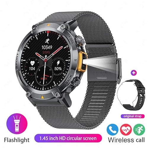 AngLink Stahl Gear stahlgear Zeus - Smartwatch für Herren Fitness-1,85" Touchscreen, wasserdichte Fitnessuhr mit Pulsmesser, Schrittzähler, Sportmodi – Kompatibel mit Android & iOS (Orange-D) von AngLink