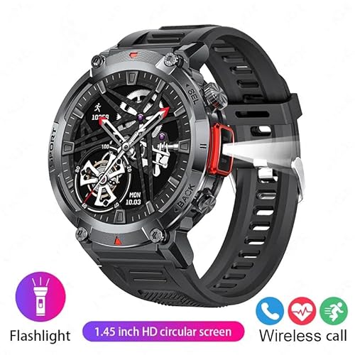 AngLink Stahl Gear stahlgear Zeus - Smartwatch für Herren Fitness-1,85" Touchscreen, wasserdichte Fitnessuhr mit Pulsmesser, Schrittzähler, Sportmodi – Kompatibel mit Android & iOS (Rot) von AngLink