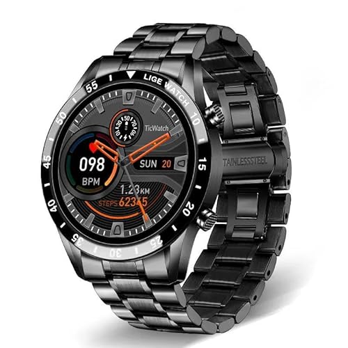 AngLink gesundpur Vital Pulse Smartwatch mit Telefonfunktion – 1,85" Touchscreen, wasserdichte Fitnessuhr mit Pulsmesser, Schrittzähler, Sportmodi – Kompatibel mit Android & iOS (Schwarz) von AngLink