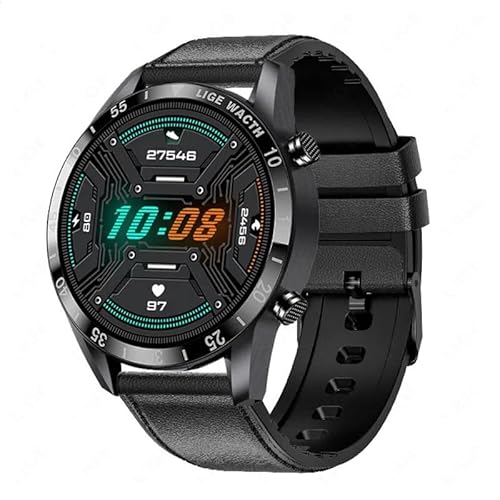AngLink gesundpur Vital Pulse Smartwatch mit Telefonfunktion – 1,85" Touchscreen, wasserdichte Fitnessuhr mit Pulsmesser, Schrittzähler, Sportmodi – Kompatibel mit Android & iOS (Schwarz-B) von AngLink