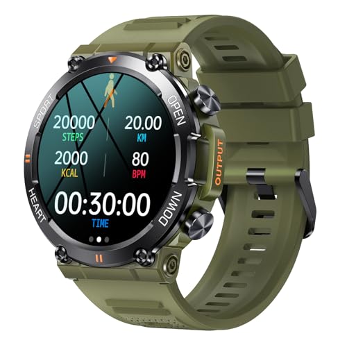 AngLink manike K56 Pro Smartwatch Smartwatch für Männer mit 1.39 Zoll Touchscreen, Fitness Tracker mit Herzfrequenz, Schrittzähler, Musiksteuerung, kompatibel mit iOS und Android (Schwarz) von AngLink