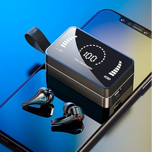 Bluetooth 5.1 Kopfhörer Kabellos mit LED-Anzeige, TWS In-Ear Ohrhörer mit Geräuschunterdrückung, IPX7 Wasserdicht, Tiefer Bass für Sport Joggen Fitness von AngLink