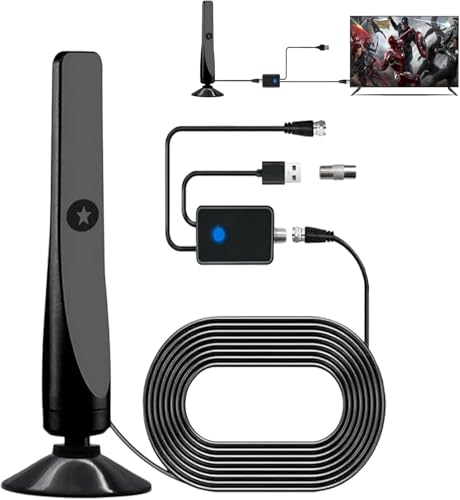 Festberg - Hitenna, Wavemax HD TV Antenne Innen für 100+ Sender, Signalverstärker, Plug & Play, 3m Koaxialkabel, 4K 1080P Empfang, Kompatibel mit Allen Fernsehern (*1) von AngLink