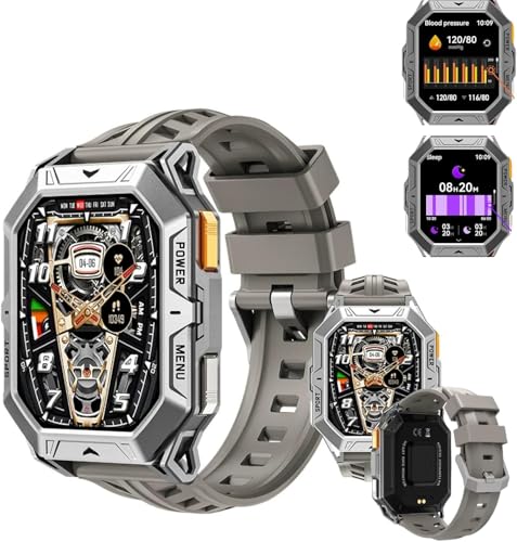 Stahl Gear stahlgear Thor 2.0 Smartwatch Herren 1000mAh, 2,13" AMOLED Display, 70+ Sportmodi, 24/7 Herzfrequenz & SpO2 Überwachung, Schlaftracker, 5ATM Wasserdicht, iOS & Android Kompatibel (Grau) Stahl Gear stahlgear Thor 2.0 Smartwatch Herren 1000mAh, 2,13" AMOLED Display, 70+ Sportmodi, 24/7 Herzfrequenz & SpO2 Überwachung, Schlaftracker, 5ATM Wasserdicht, iOS & Android Kompatibel (Grau) von AngLink