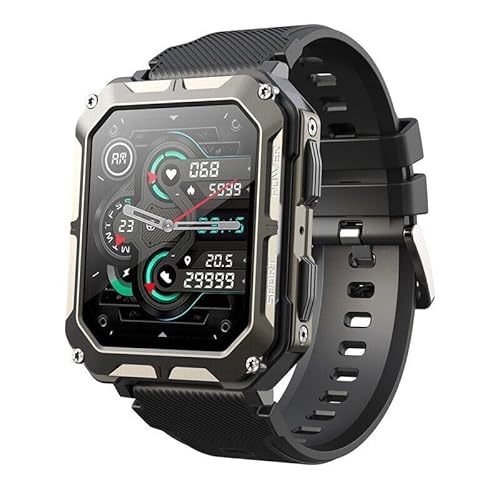 Stahl Gear stahlgear Thor Smartwatch mit Telefonfunktion, 1,81" Outdoor Fitness Uhr, Militärstandard, Wasserdicht, Aktivitätstracker mit Blutdruck,Kompatibel mit Android & iOS (Schwarz) von AngLink
