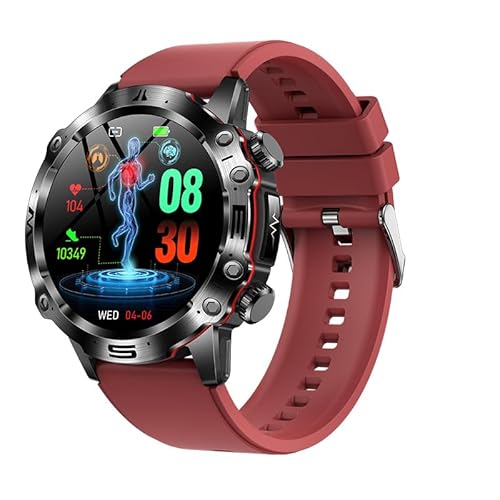 equateade Monster Smartwatch，Fitness Tracker mit Herzfrequenzmessung, Kalender, Kamera-Steuerung, Schrittzähler, Schlafanalyse, kompatibel mit Android & iOS (Rot) von AngLink